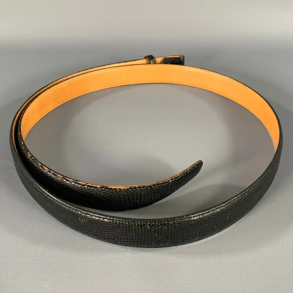 NO BRAND Size 44 Black Lizard Leather Belt